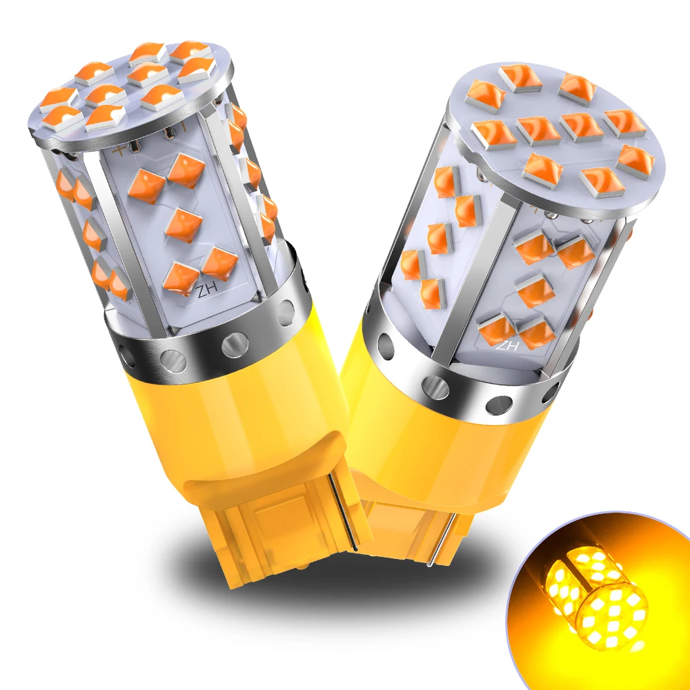 2 шт. T20 7440 W21W 12В оранжевая Wy21w светодиодный лампы 1156 BA15S P21W BAU15S PY21W лампа