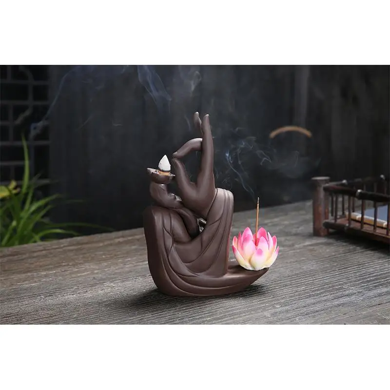

Purple Sand Ceramic Censer Incense Aromatherapy Furnace Backflow Incense Burner Smoke Waterfall Incense Sticks Holder Home Decor