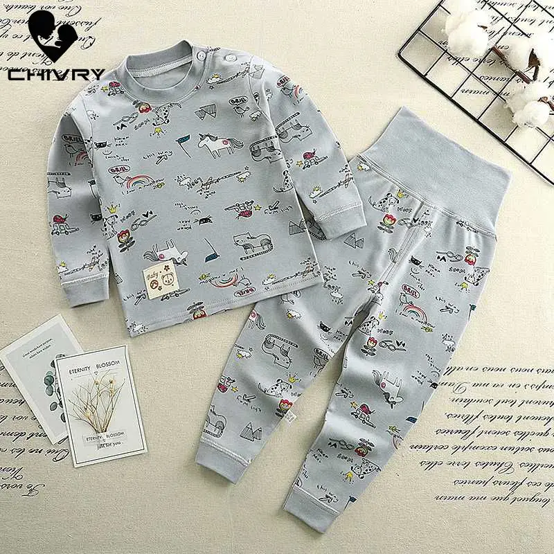 

Newborn Kids Boys Girls Pajama Sets Cartoon Casual Long Sleeve Cute T-Shirt Tops with Pants Toddler Baby Spring Sleeping Clothes