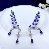 kjjeaxcmy fine jewelry 925 sterling silver inlaid natural sapphire female earrings eardrop trendy support detection