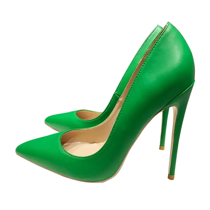 

Green new sexy night club party wedding shoes women thin high heels slip on pointed toe 12cm stiletto pumps