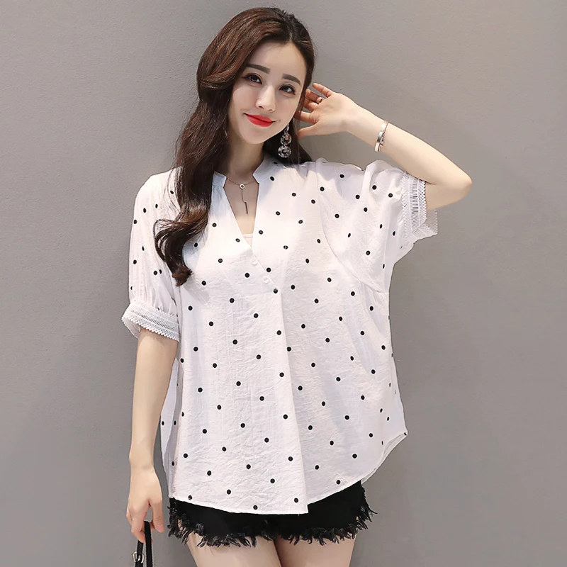 

Summer hollow casual chiffon shirt large size loose and comfortable short-sleeved design niche top women
