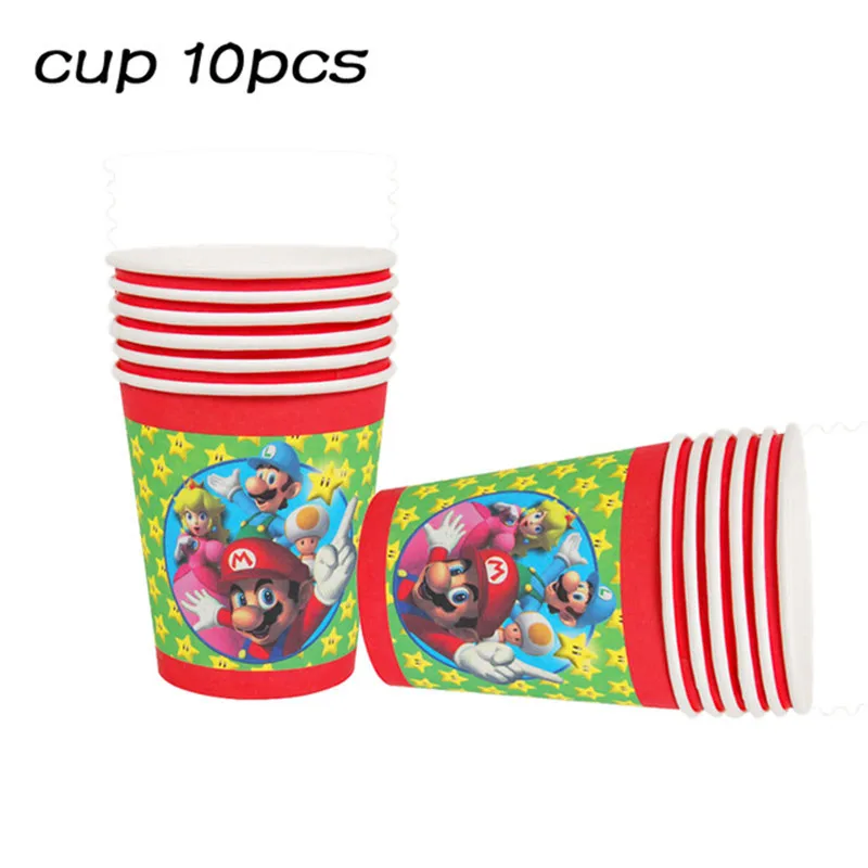 10pcs cups Тема "Супер Марио" пластиковые сумки для мальчиков, Детские сувениры, вечерние подарки на день рождения - Цвет: 10pcs cups