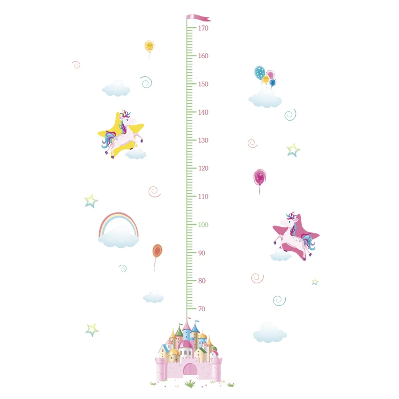 Красочные животные замок Единорог Высота Мера настенные наклейки для детской