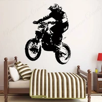 dirt bike motocross motorcycle player wall sticker vinyl home decor room boys teens bedroom dorm decoration decal wallpaper 3c24