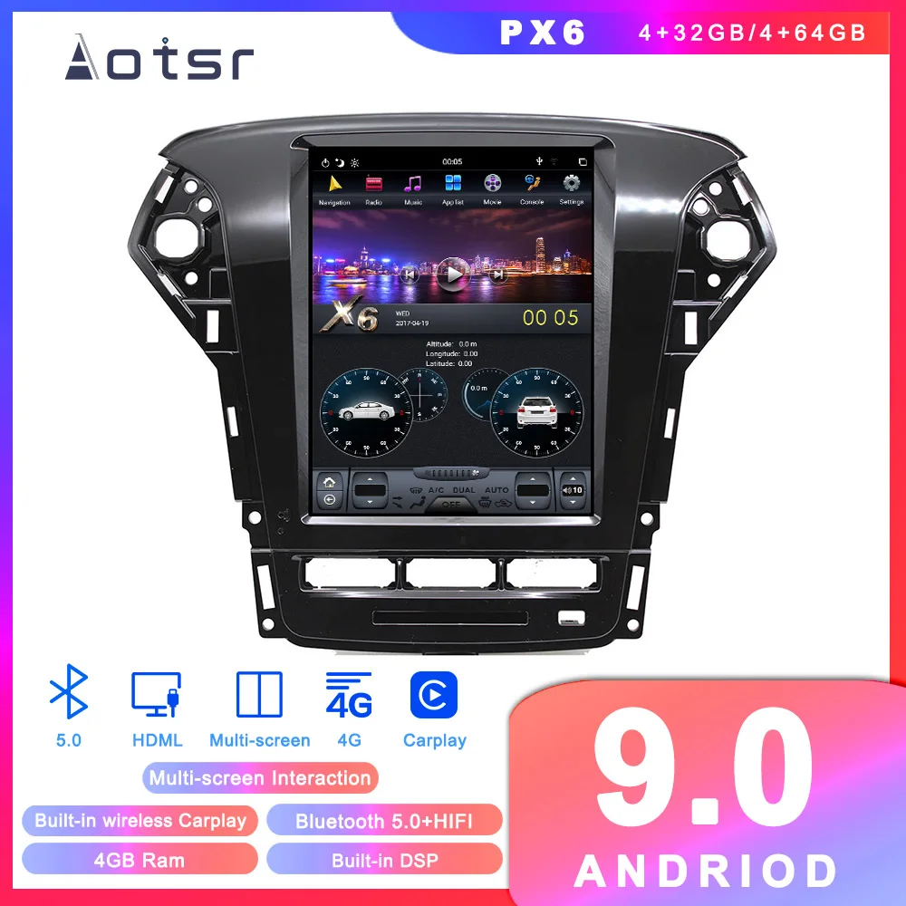 

Автомобильный DVD-плеер Tesla styel Android 9 GPS-навигация для Ford Mondeo Fusion MK4 2011-2013 радио Coche мультимедийный плеер