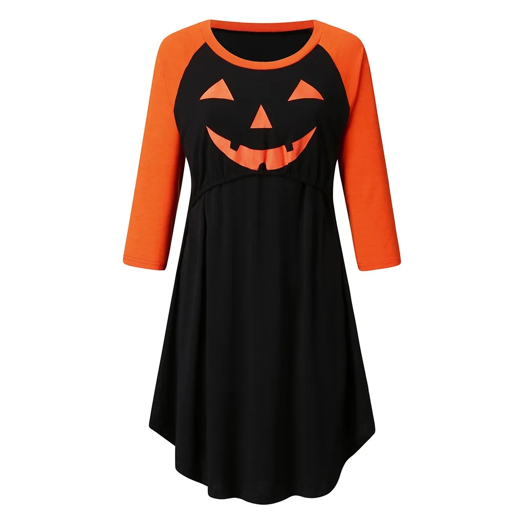 Платье для беременных на Хэллоуин платье кормящих матерей с рукавом 3/4 и принтом