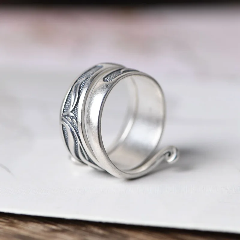 Женское регулируемое кольцо из серебра 100% пробы с цветком и листьями | Украшения