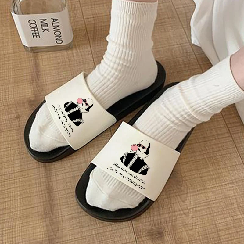 

stop making drama，you're not Shakespeare 2021 Funny sandals women summer Open Toe Flip Flops for Women