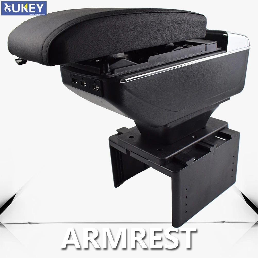 

For Universal Car Styling Cup Holder Heightening Box Comfort Storage Black Leather Container USB Center Console Armrest