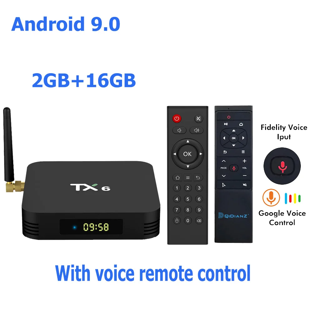 2G 16G-MT12 Tanix TX6 Smart tv BOX Android 9,0 четырехъядерный ARM Cortex-A53 USB3.0 4G+ 64G 2,4G/5G двойной wifi BT4.1 4K Neftflix Google телеприставка - Цвет: 2G 16G-MT12