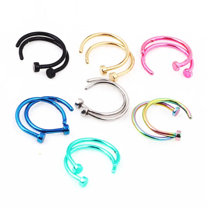 Поддельные перегородки из медицинского титана для носа кольцо серебро золото