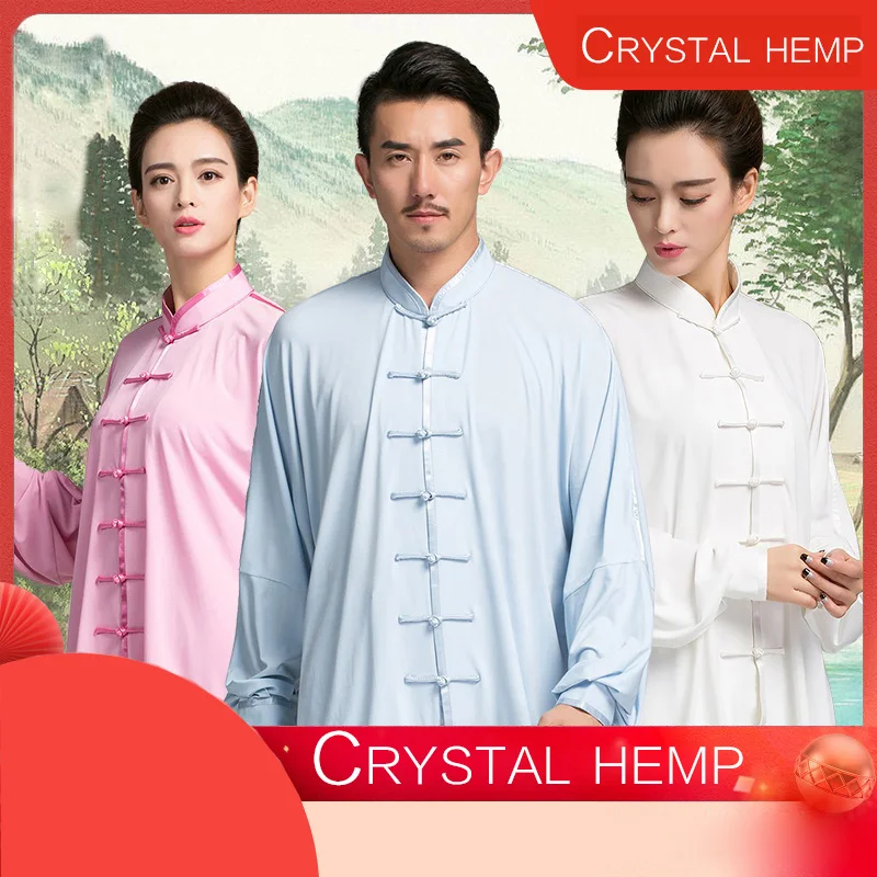 Crystal Hemp tai chi clothing clothes and men and female martial arts tai chi clothing spring and new Chinese style