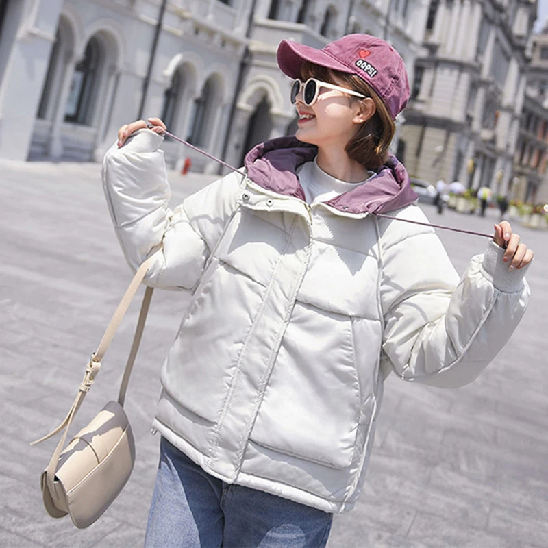 

Women's Down Jackets 2019 Zipper 6 Color Parka Coat Women Puffer Jacket Pink Bubble Jacket Slim Casual Thin Down Warm Coat Short