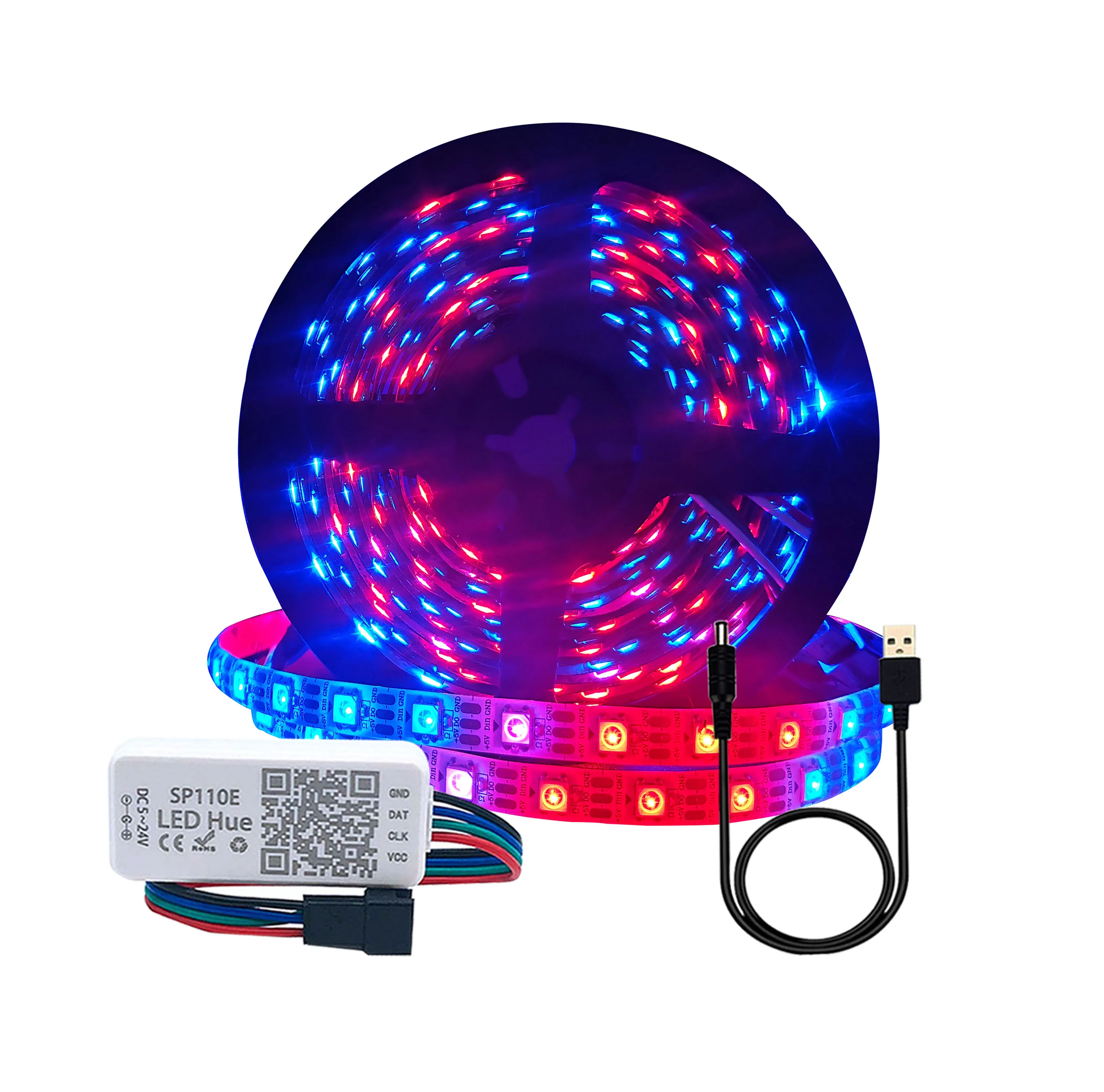 WS2812B Led Strip Kit RGB  IndividuaIIy AddressabIe PixeI Light USB SP110E Smart Bluetooth ControIIer Waterproof 30/60/144 Pixel