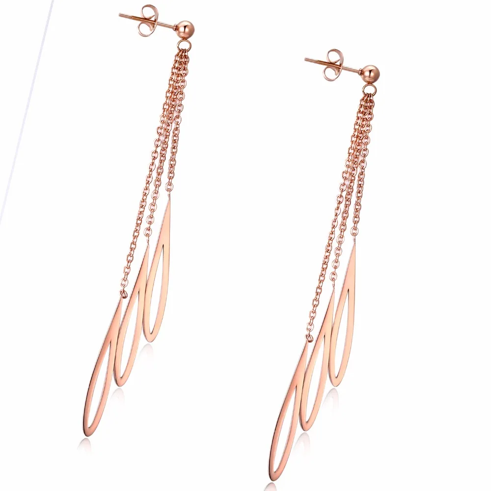 

Brand jewelry Trendy Dangle Women Earrings Rose Gold Color Drop Earrings Bridal Statement Jewelry New Year Gift Dropshipping