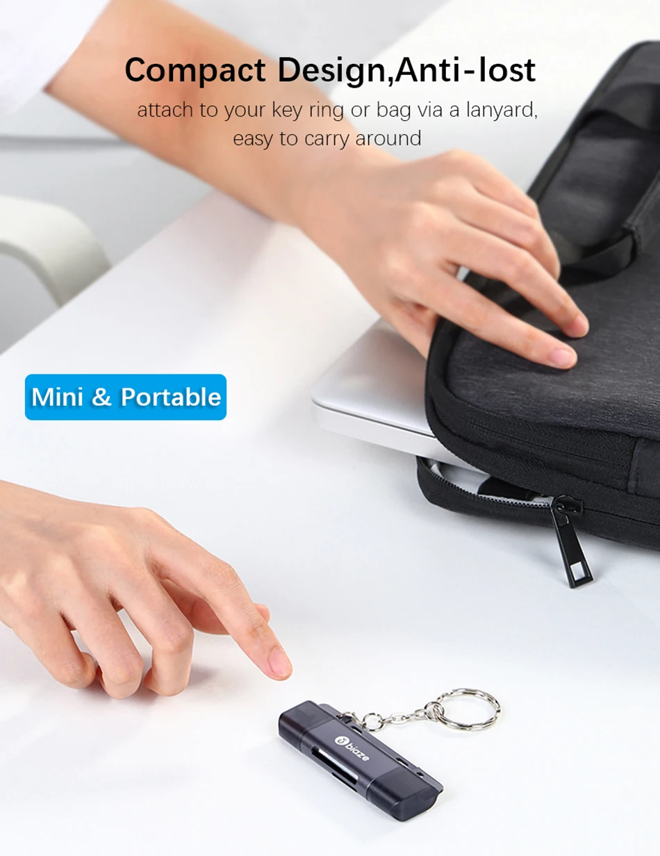 Biaze USB-C кард-ридер USB 2,0 Micro SD TF карты OTG карта памяти адаптер для ПК ноутбуков телефонов Тип C Micro USB SD кард-ридер