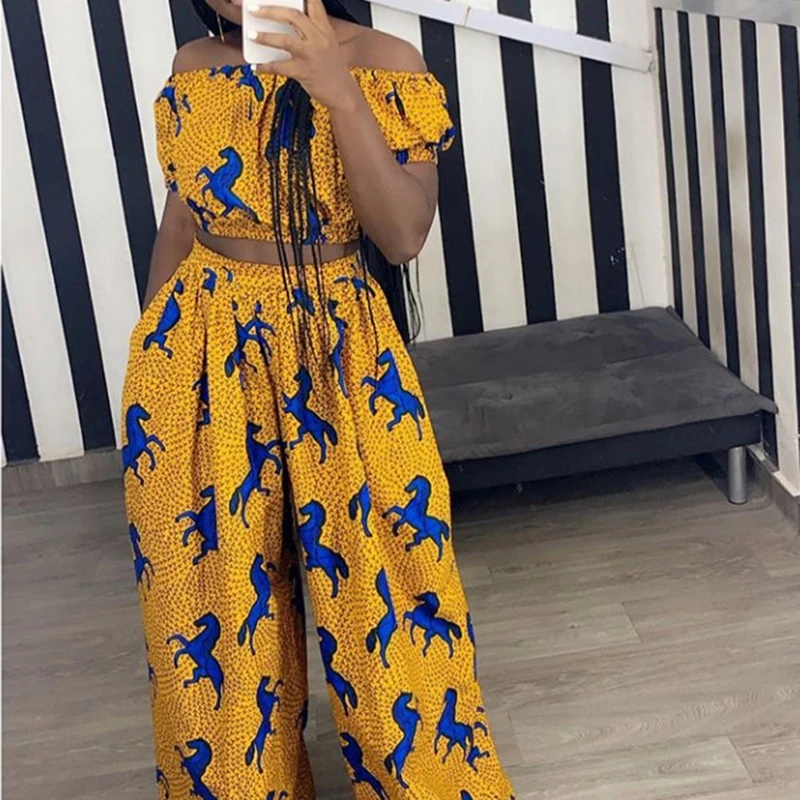 Женская одежда в африканском стиле Брюки с принтом Дашики Широкие брюки Bazin