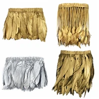 2meter gold silver goose feather rooster feathers for clothes on tape fringe trim plumes sewing trimmings ribbon deco artificial