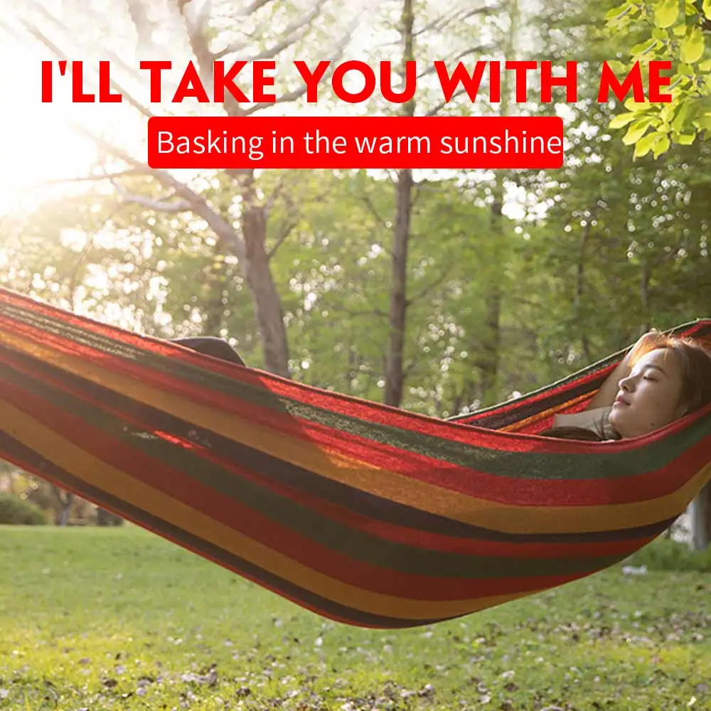 

190x150cm Hanging Hammock with spreader bar Double/Single Adult Strong Swing Chair Travel Camping Sleeping Bed Outdoor Furniture