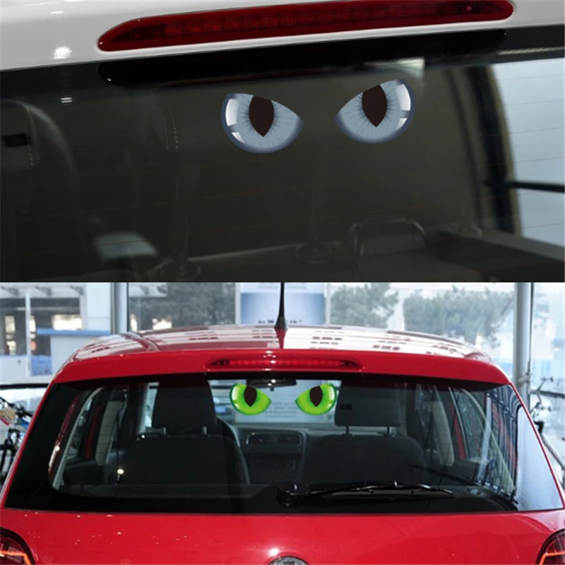 2 шт. милые наклейки с кошачьими глазами для автомобиля 3D Виниловая наклейка