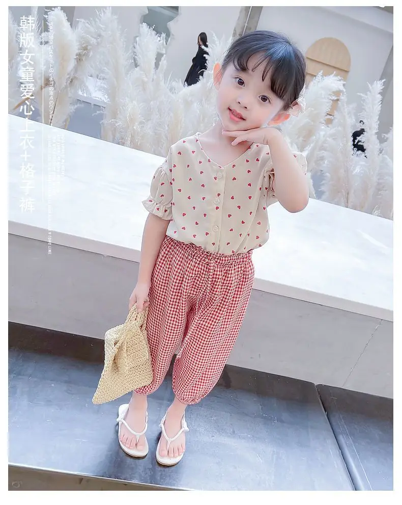

VIDMID Girls suit foreign style new summer baby clothing sets summer fashion children's two piece suits P5033