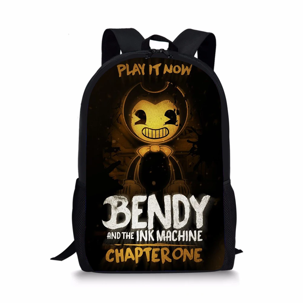 HALYUNASC Childrens' School Backpack Bendy-Ink-Game Design Pattern Students School Bag Teenagers Book-Bags Mochila