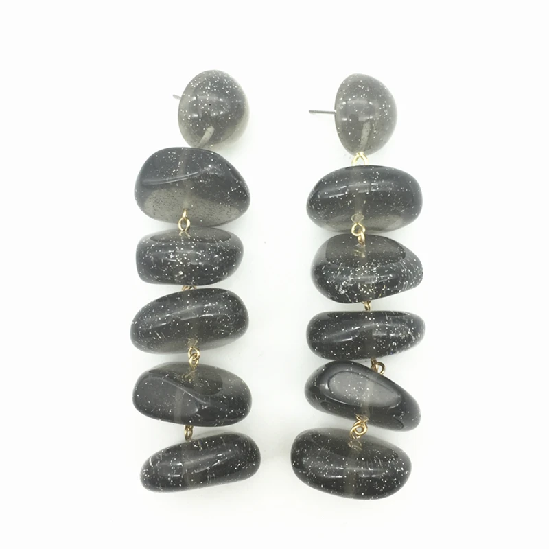 Акриловые длинные висячие серьги этнические разноцветные бусы в стиле бохо