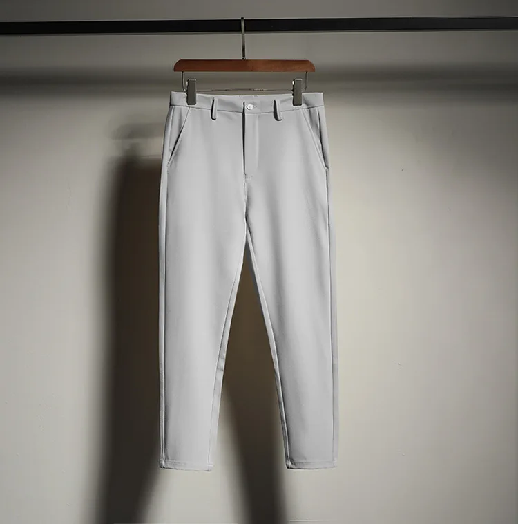 

Новинка Весна 2021 однотонные драпированные мужские брюки девять точек повседневные брюки в британском стиле зауженные мужские деловые Кост...