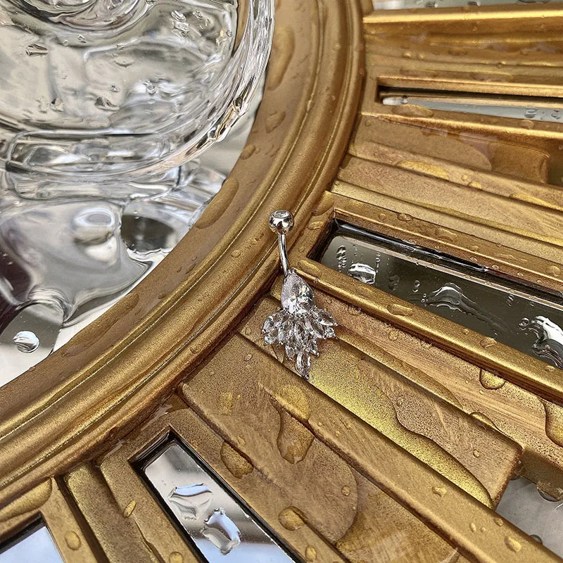 925 Стерлинговое Серебро Циркон в форме сердца слеза ангела пупок ювелирные