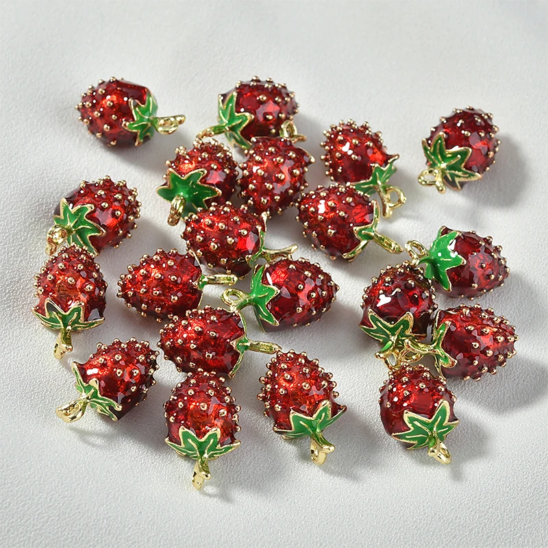 

Customizable New Style DIY Jewelry Accessories Oil Drop Alloy Small Pendant Bracelet Pendant Material Cute Stereo Strawberry