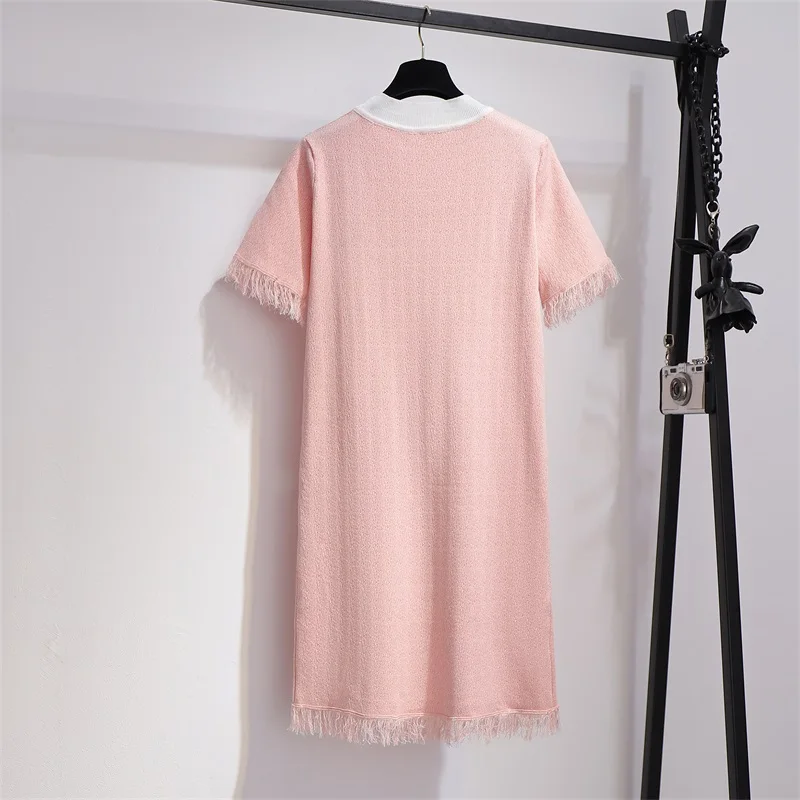 Женское винтажное платье с коротким рукавом голубое или розовое элегантное в