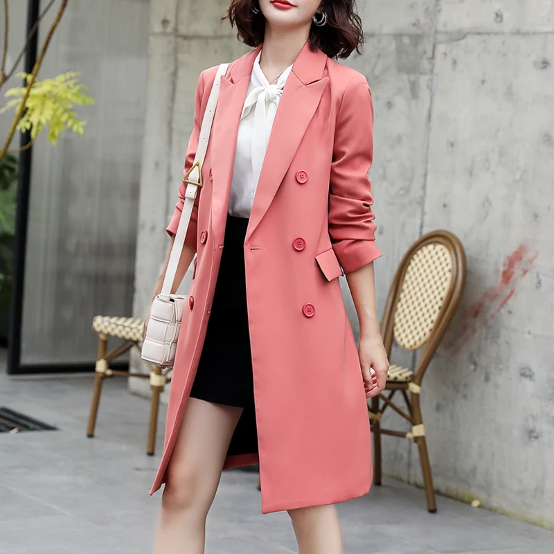 

Весна-Осень 2021, женские модные длинные блейзеры и куртки, шикарный Повседневный офисный костюм с двумя пуговицами, пальто, женская элегантн...