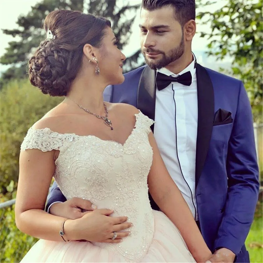 

Latest Off Shoulder Ball Gown Princess Dress Tulle Lace Applique Plus Size Wedding Dresses Bridal Gowns Vestido Longo