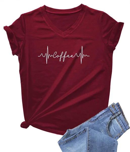 

DANVOUY Womens Causal Short Sleeve V-Neck T-Shirt Graphic Tees
