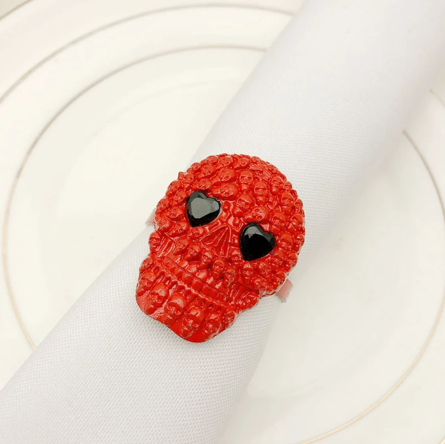 12 шт./лот новинка кольцо для салфеток Хэллоуин Череп кнопка Ретро стиль держатель