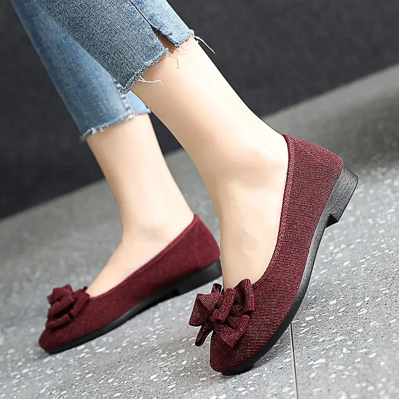 Women Casual Boat Shoes 2021 New Ladies Slip On Ballet Flats Comfy Soft Zapatos Mujer Red Walking Footwear 2021 Spring New Style