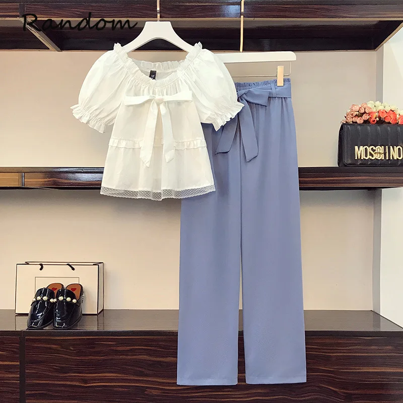 

2021 летние милые милый костюмчик Сексуальная футболка Топы и длинные брюки с широкими штанинами; Комплект из двух предметов размера плюс L-4XL ...