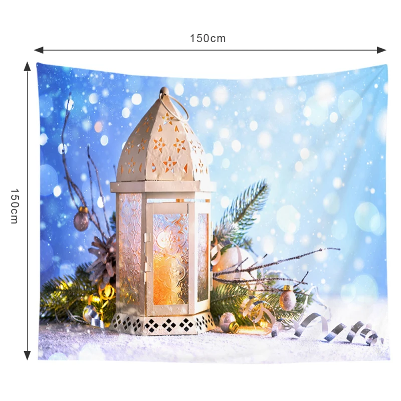 

Fuwatacchi Santa Tapestry Wall Hanging Tapestries Merry Christmas Pattern Beach Blanket Tapestry Carpets Xmas Gift 150x150cm