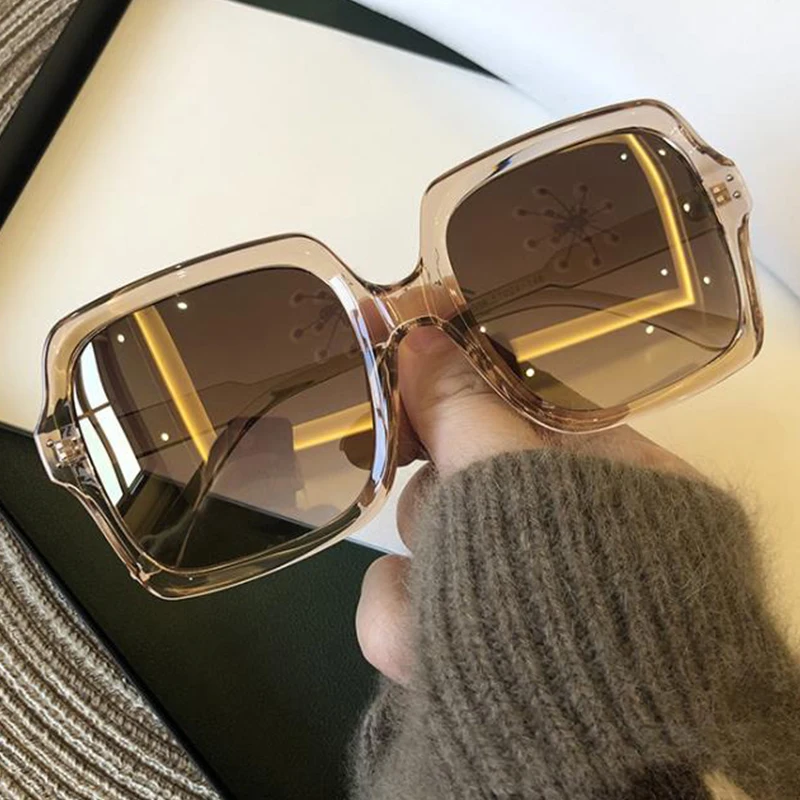 Винтажные очки квадратные женские солнцезащитные большие модные градиентные