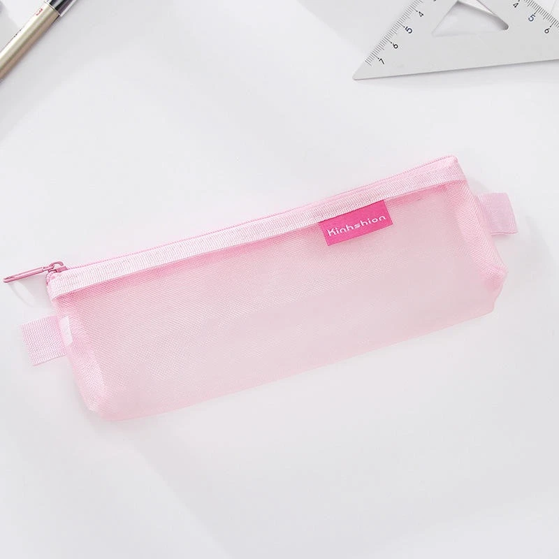 Pink S 1 шт. простой Нейлоновый прозрачный сетчатый чехол для карандашей для офиса, студентов, чехол для карандашей s, канцелярский органайзер, школьная коробка для ручек, от поставщиков - Цвет: Pink S