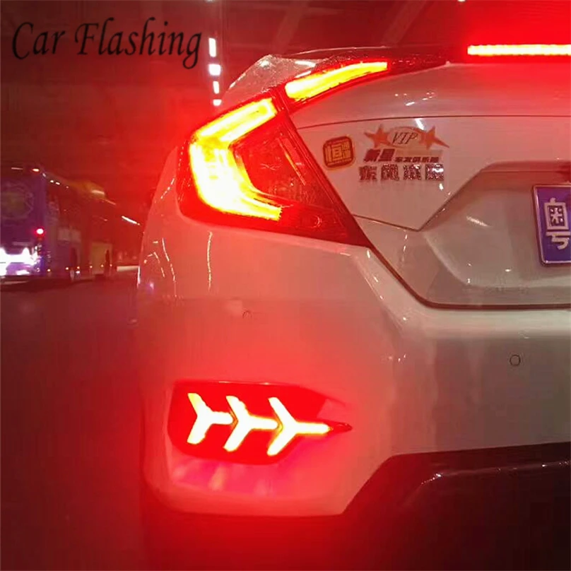 Автомобильный мигающий 1 Набор для Honda Civic 2016 2017 2018 светодиодный DRL задний бампер