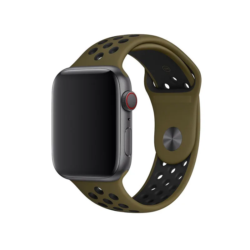 Силиконовый браслет для наручных часов Apple Watch серии 1/2/3/4/5 для наручных часов iwatch, спортивный ремешок браслет 38/40/42/44 мм - Цвет ремешка: Olive Black