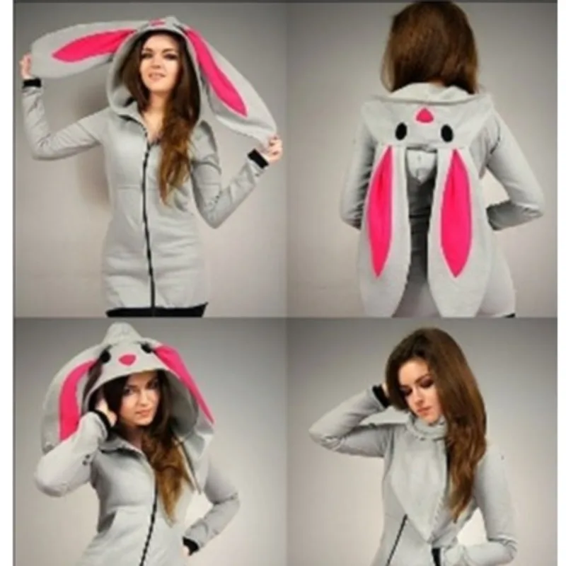 

Winter Women Coat Casual Parkas Elegant Color Cotton Padded Thickened Cute Rabbit Ear Zipper Cardigan Brazilian Ladies Outwear