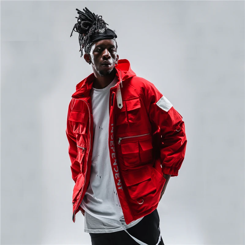 Мужские куртки и пальто осень 2019 черные карго в стиле хип-хоп верхняя одежда |