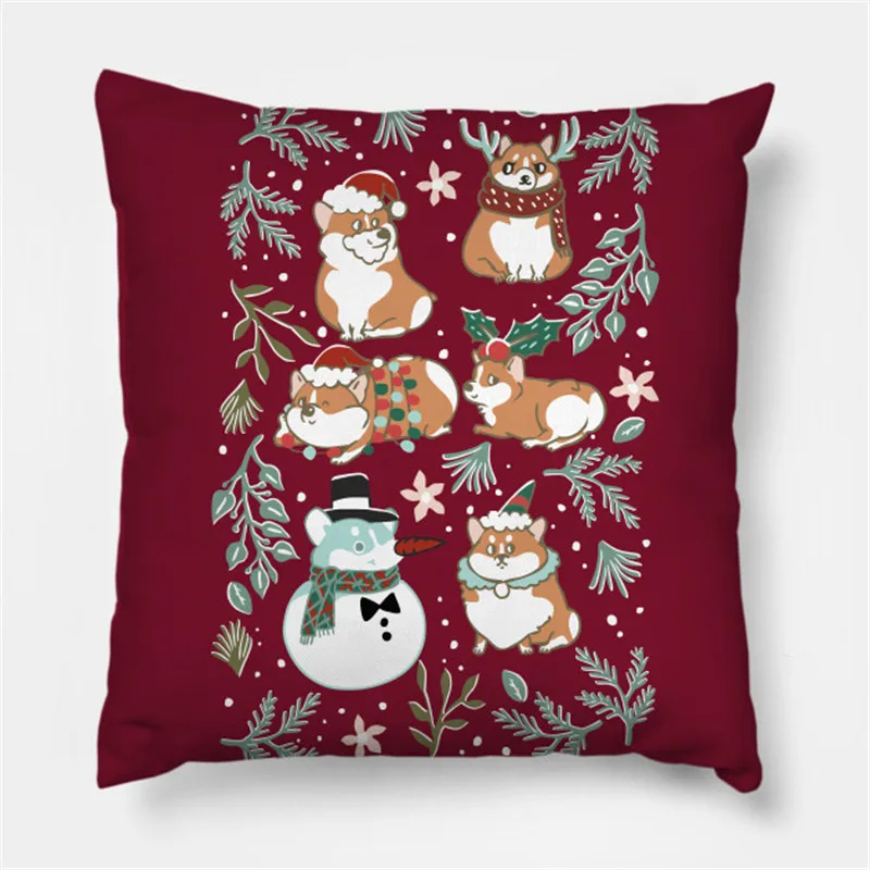 

Christmas Corgis Printed Cartoon Christmas Pillowcase 2021 Decor for Home Merry Christmas Ornament Navidad Xmas Gifts