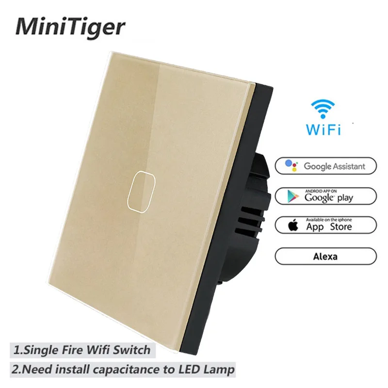 Умный сенсорный выключатель Minitiger ЕС/Великобритания Wi Fi с дистанционным