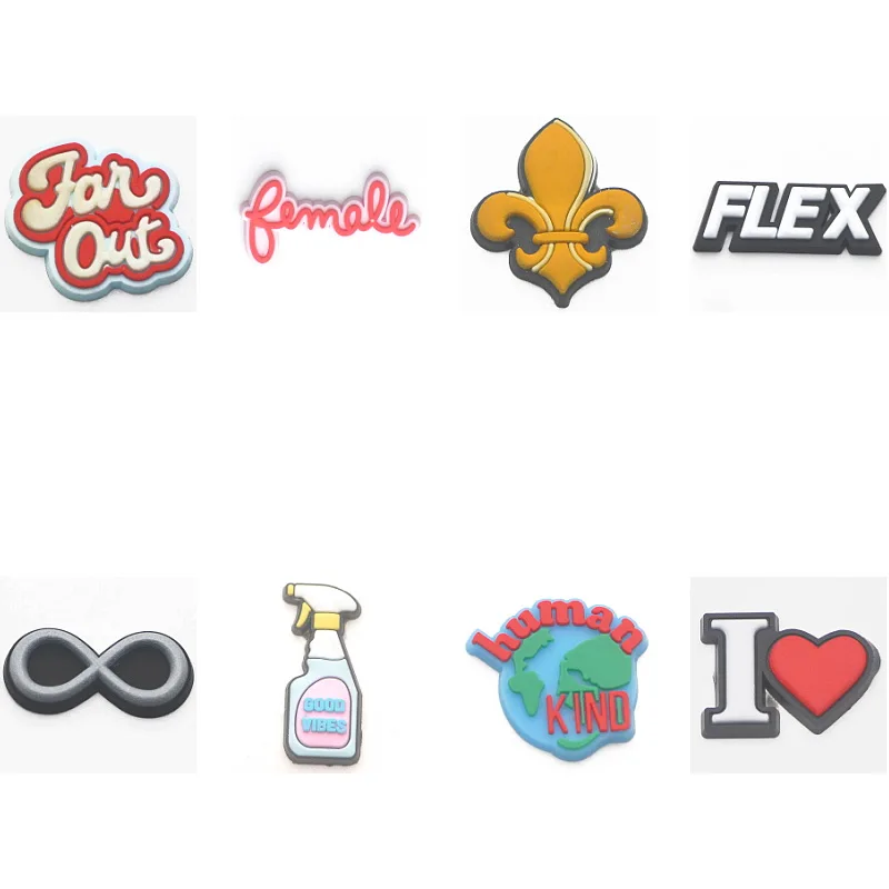 

8pcs/lot Cute Medical PVC Croc Shoe Charms Decorations Accessories BOO OMG BAE LOVE football For Croc Kids Gift