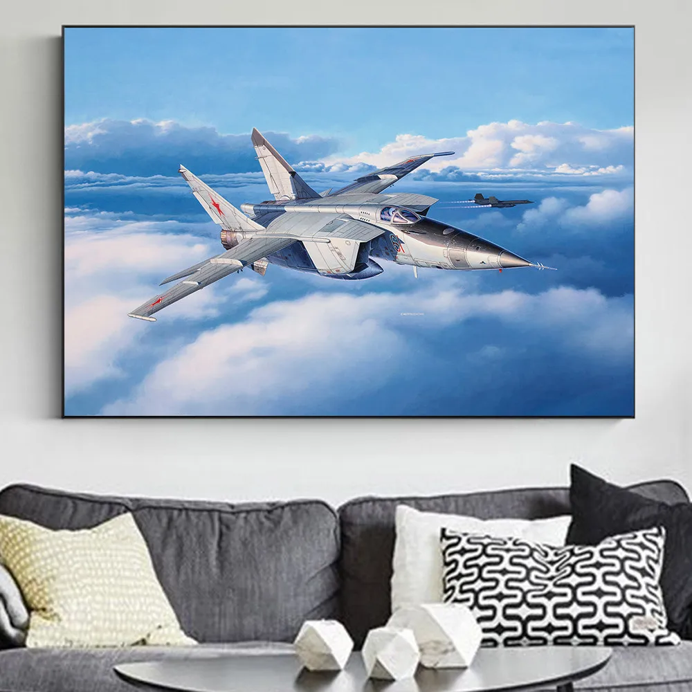 MiG 25 самолет истребитель украшение для дома холст печать плакат картина Cuadros