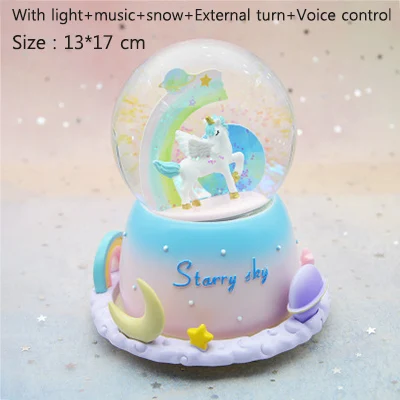 Blue-external turn Fantacy Starry Sky Universe Miniature Model Snow Globe Crystal Ball Christmas Music Box Christmas Home Decoration Birthday Gift - Цвет: Blue-external turn